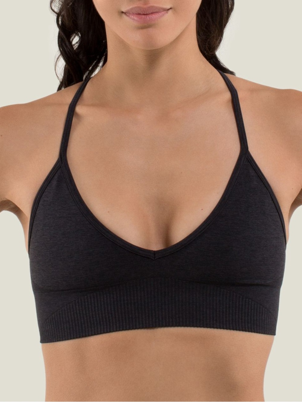 Lululemon Ebb To Street Bra - Heathered Black Seamless Sports Bralette